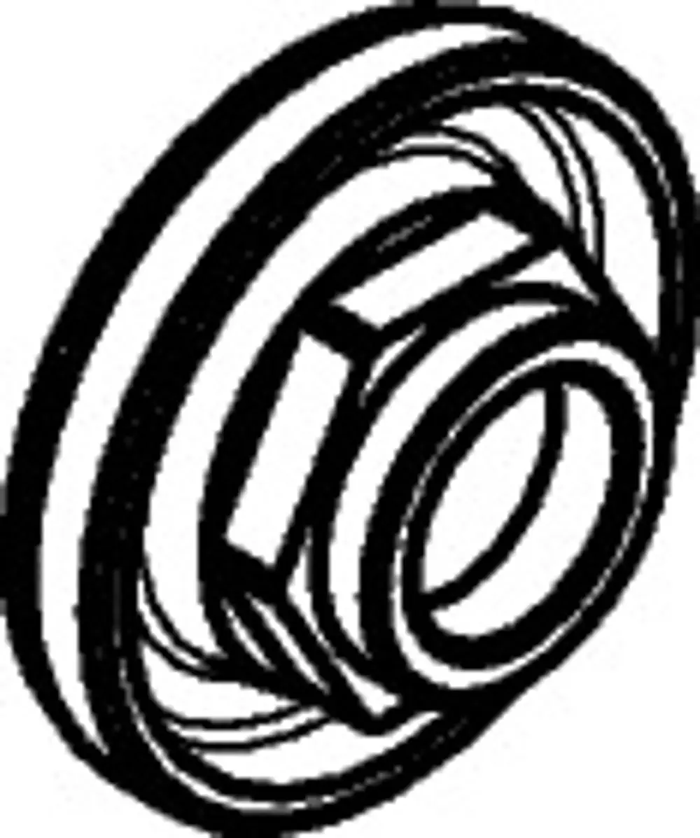 Hansgrohe Mutter mit einer sechseckigen Form, die in Rohr- oder Verbindungselemente integriert werden kann. Darstellung in Schwarz-Weiß.